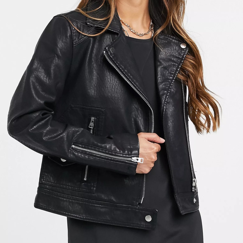 TOPSHOP Faux Leather Biker Jacket